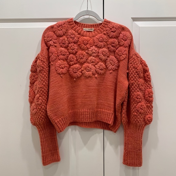Ulla Johnson Sweaters - Ulla Johnson Ciel Merino Wool Floral Motif Sweater